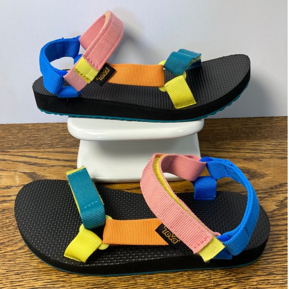 Teva Original Universal Multi Colorblock Sandals Kids Size 3 1116656C Rainbow